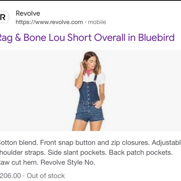 Rag and Bone Brand shorts overalls XS EUC - Picture 10 of 10